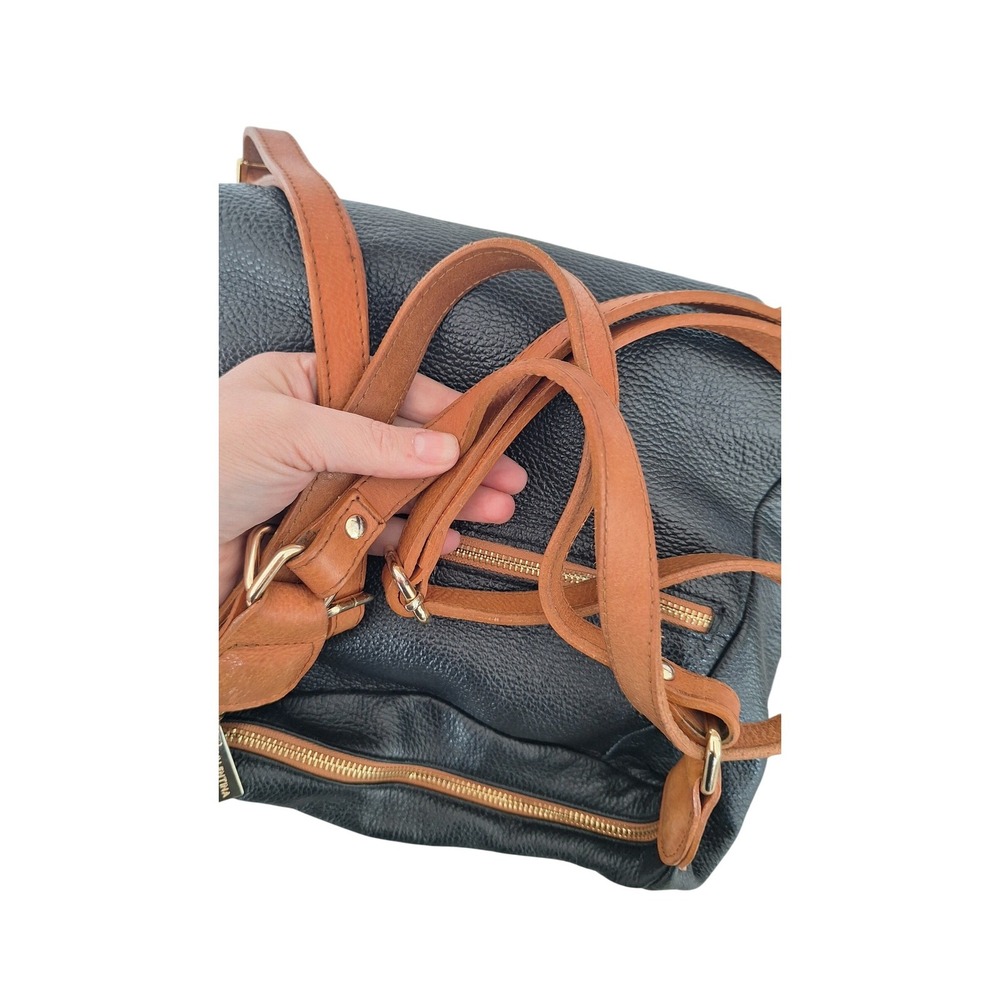 Valentina Black Brown Leather‎  Convertible Backpack Shoulder Bag - Picture 6 of 11